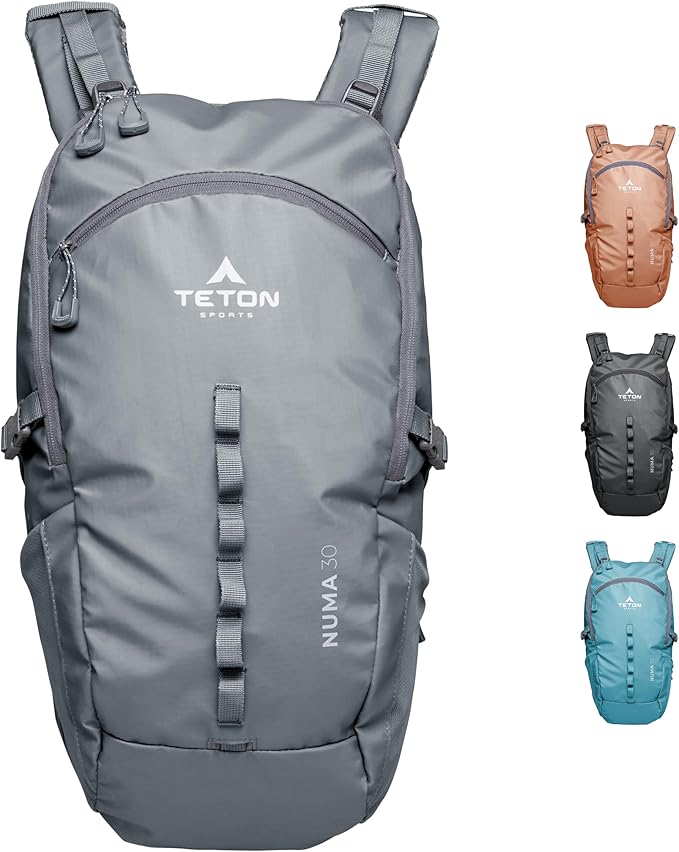 TETON Sports Numa backpack, sleek design, durable and ready for hiking, camping or backpacking. Lightweight with more room than you think. Perfect bugout bag. 30L, Granite