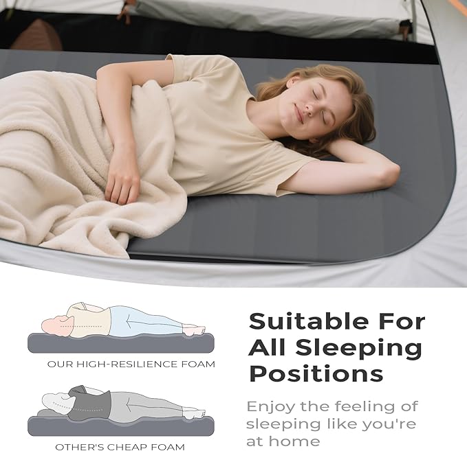 Self-Inflating Sleeping Mats for Outdoor 4in Ultra-Thick Foam Sleeping Pad Inflatable Camping Mattress with Pump Sack, Portable Camping Pad for 4-Season, Gray