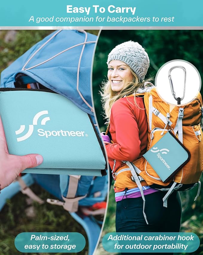 Sportneer Sitting Pad, Sit Pads for Backpacking Portable Camping Sit Pad Waterproof Folding Pad Stadium Seat Pad for for Camping Picnics Hiking