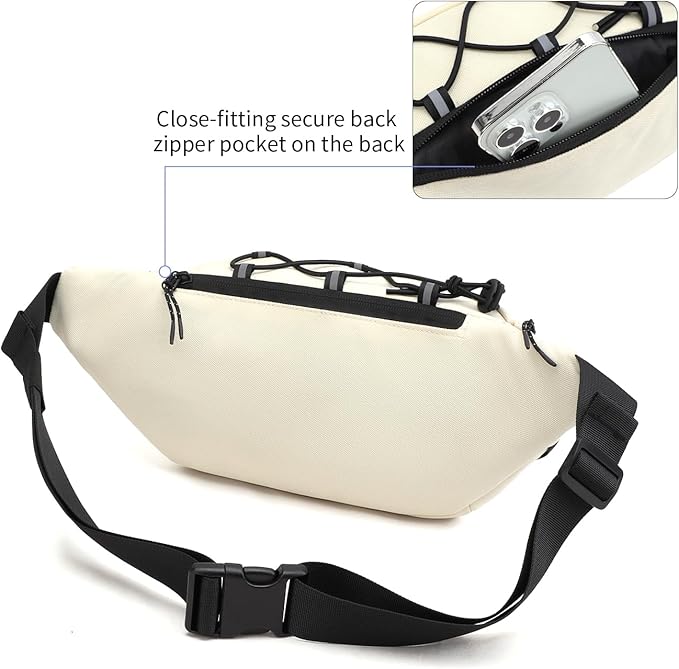 TINYAT Fanny Pack for Men Women Multifunction Waist Packs Large Crossbody Bum Bag with Zipper Waterproof Chest Bag for Hiking