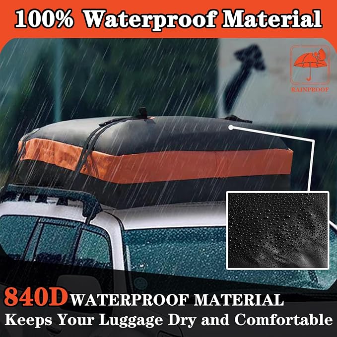 Rooftop Cargo Bag, 21 Cubic Waterproof Roof Rack Cargo Bag Soft-Shell Rooftop Cargo Bag Car Rooftop Cargo Carrier Bag Suitable Suitable for All Cars Mat Door Hooks and Luggage Lock