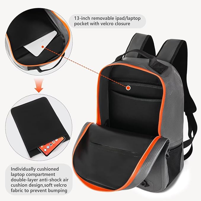 CONTAIL 25L IPX7 Submersible Dry Bag Backpack,Waterproof Travel Laptop Bag with Airtight Zippers for Boat,Fishing,Kayak