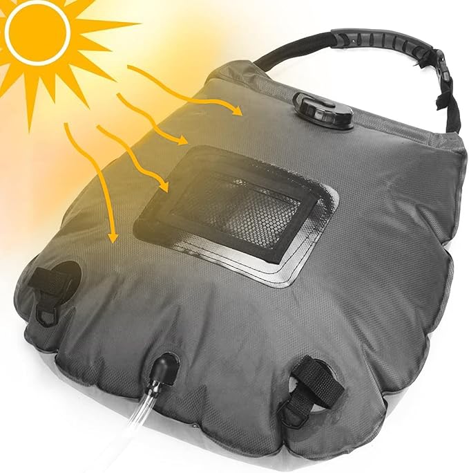 Solar Shower Bag | 5 Gal/20L Solar Heating Camping Shower Bag | Removable Hose | On-Off Switchable Shower Head | Ducha Portatil | Traveling Shower | Portable Shower for Beach Swimming, Hiking