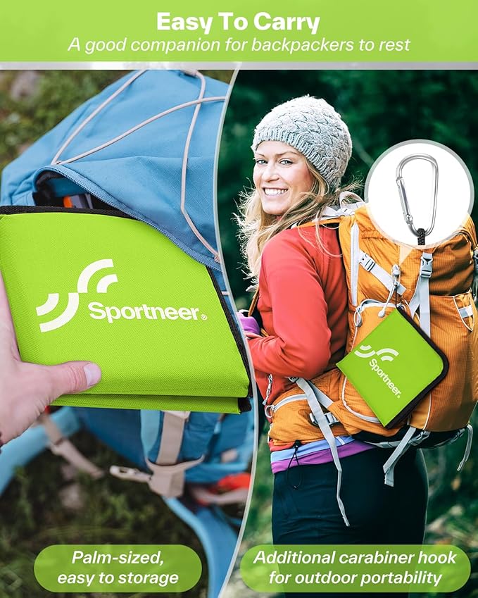 Sportneer Sitting Pad, Sit Pads for Backpacking Portable Camping Sit Pad Waterproof Folding Pad Stadium Seat Pad for for Camping Picnics Hiking