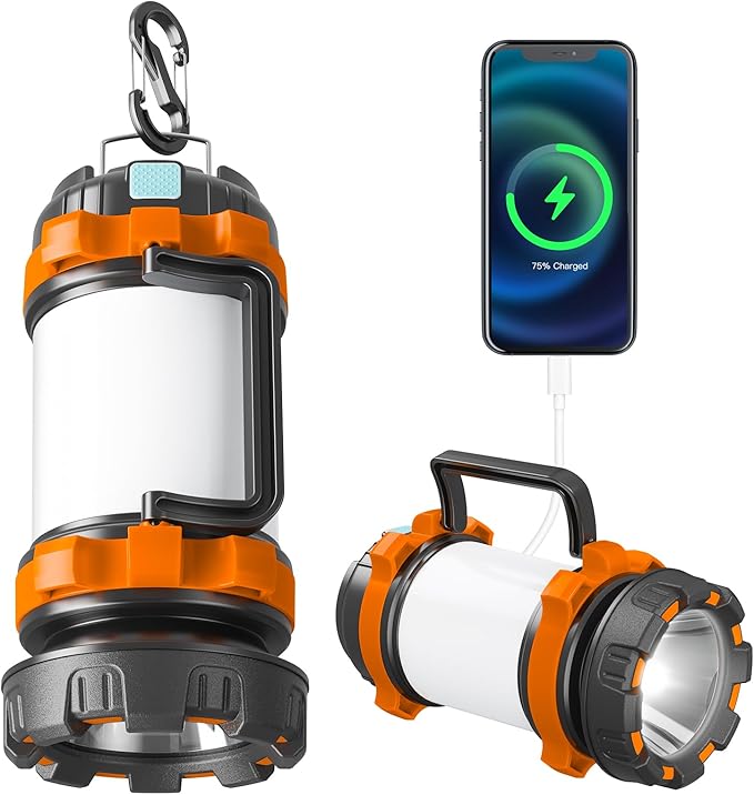 Camping Lantern Rechargeable , Alpswolf Camping Flashlight 4000 Capacity Power Bank,6 Modes, IPX4 Waterproof, Led Lantern Camping, Hiking, Outdoor Recreations, USB Charging Cable Included