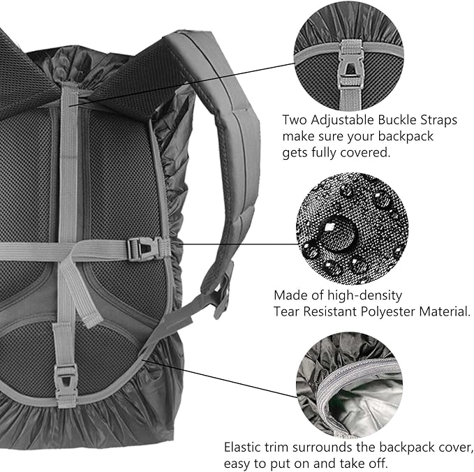 Frelaxy Waterproof Backpack Rain Cover, 8000mm Waterproof Level, Upgraded Ultra-Strong Multilayer Structure, Antislip Cross Buckle Strap, Ultralight Compact Portable, for Hiking, Camping, Traveling