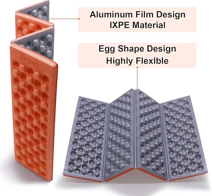 BKS 2PCS Camping Portable Foam Seat Pad, Foldable Z Waterproof Sitting Mat for Outdoor，Green/Blue/Orange……