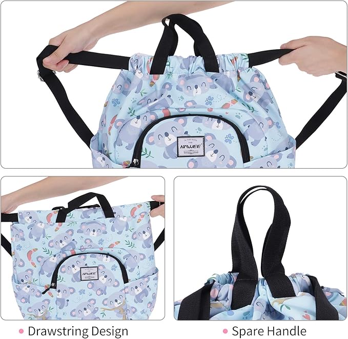 Dry Wet Drawstring Backpack with Shoe Compartment for Women Adjustable Gym Bag