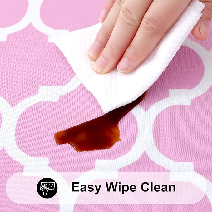 Smiry Rectangle Picnic Table Cover, Waterproof Elastic Fitted Camping Tablecloths for 6 Foot Tables, Wipeable Flannel Backed Vinyl Tablecloth Protector for Indoor, Outdoor (Pink, 30x72 Inches)