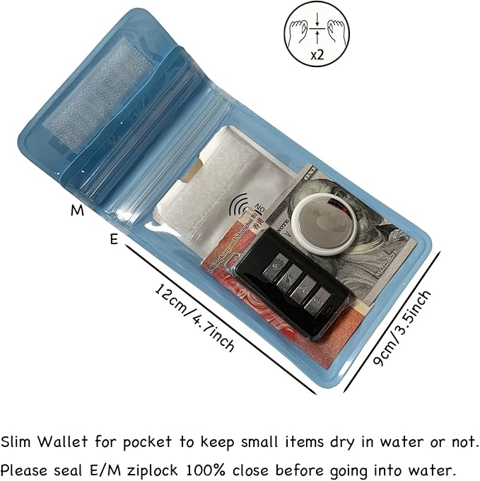 Armband Waterproof wallet Floating Surf Car Key Fob Case Beach dry bag ankle Waterproof Pouch Holder For GPS Key Money Credit Vaccine Card Driver License ID Badge (Blue)