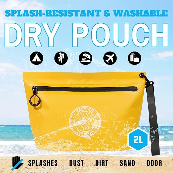 Tactiko Heavy-Duty 2L Splash Water Resistant Zipper Pouch - Hold-All Organizer for Dry Bags, Travel Bags