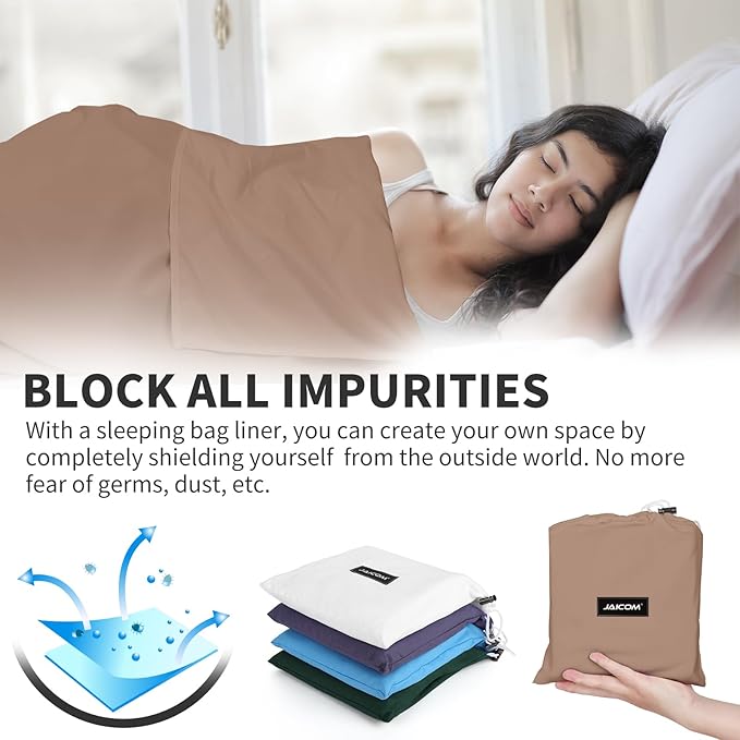Sleeping Bag Liner - Travel Sheets for Hotel, Portable & Comfortable & Quick-Drying Adult Sleep Sack for Camping, Business Trips, Traveling, Hostel