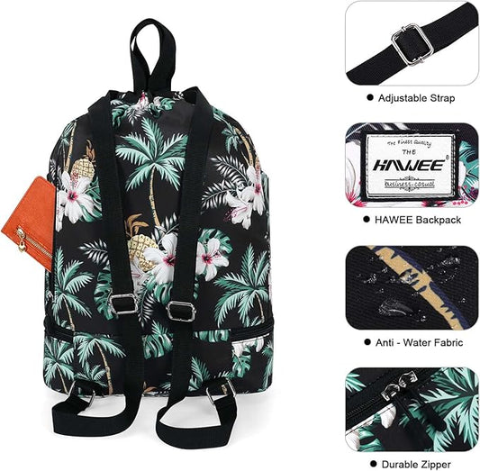 Dry Wet Drawstring Backpack with Shoe Compartment for Women Adjustable Gym Bag