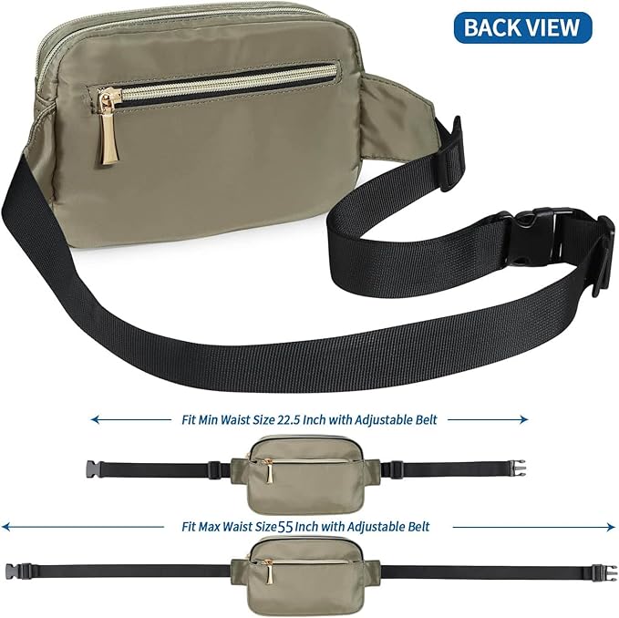 Fanny Packs for Women Men Fashion Plus Size Waist Pack Belt Bag Fanny Pack for Girls Boys with 5 Pockets Adjustable Belt, Cute Bum Bag Hip Bags for Travel Disney Running (Olive Green Fanny Pack)