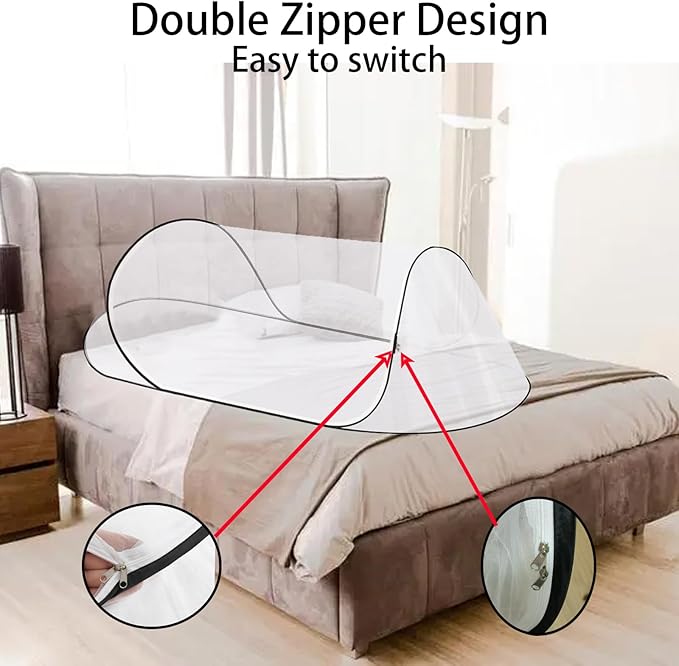 CMINGJ Large Pop Up Mosquito Tent, Portable Foldable Mosquito Net for Bed Camping Travel Patio，Mosquito Net for Adults Baby (78 * 31 * 22inch) (Black Fixed Size)