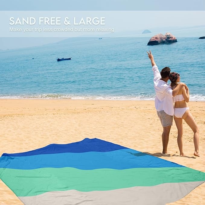 BYDOLL Beach Blanket 78''X81'' 4-7 Adults Oversized Lightweight Waterproof Sandproof Blanket for Beach Large Picnic Mat Travel Camping