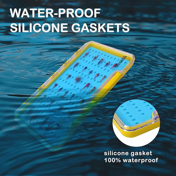 AVENTIK EUPHENG Fly Fishing Boxes Silicone Super Slim Fishing Storage Fishing Tackle Case Waterproof Pocket 7.36"X4.02"X0.63"/5.39"X3.74" X0.63'' (2PC-G048LT blue silicone:7.36"X4.02"X0.63")