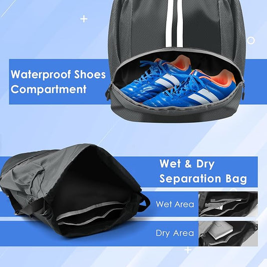 BROTOU Soccer Bags, Football Backpack, Volleyball Bag, Drawstring Soccer Backpack with Ball and Shoe Compartment