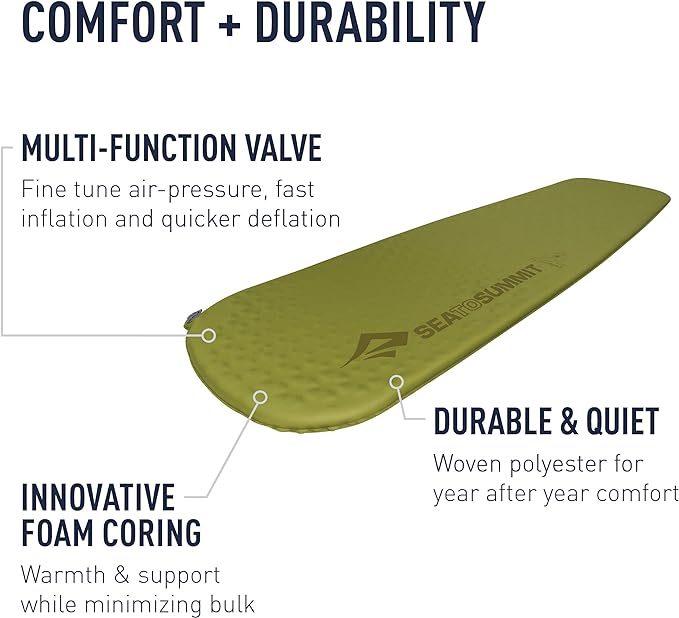 Sea to Summit Camp Self-Inflating Foam Sleeping Mat for Camping and Backpacking, Rectangular - Large (79 x 25 x 1.5 inches)