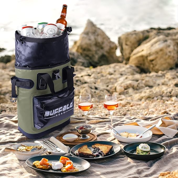 Buffalo Gear Cooler Backpack18L,30L Leakproof Camping Backpack Cooler Insulated Cooler for Picnic Beach Hiking Park Fishing