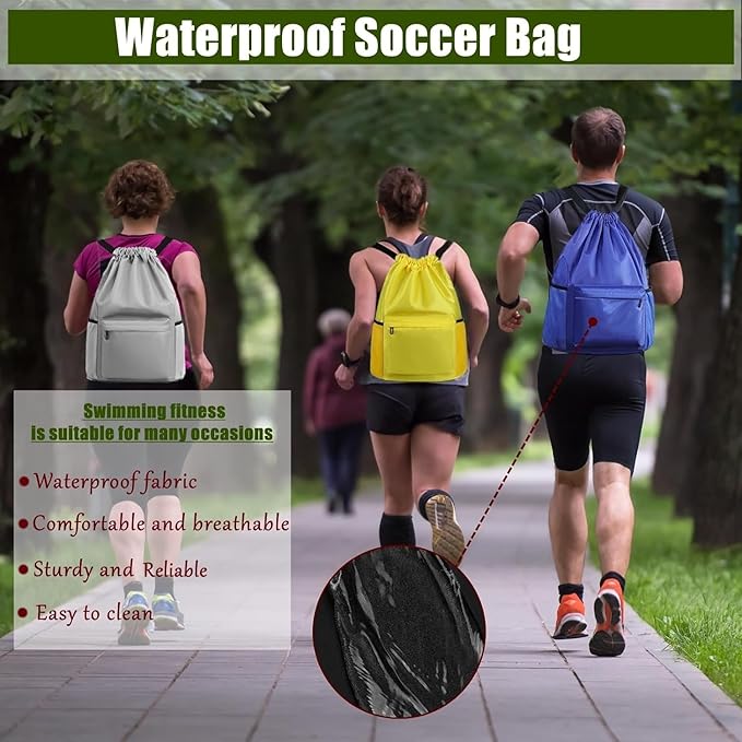 BLIRITEL Drawstring Backpack Waterproof String Bag, Gym Sackpack Sports Fitness Yoga Bag, Shopping Casual Backpack for Men Women (Yellow)