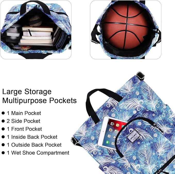 Dry Wet Drawstring Backpack with Shoe Compartment for Women Adjustable Gym Bag