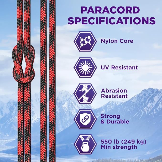 TECEUM Heavy Duty Rope 1000 – 1000ft / 200ft / 100ft / 50ft – 40+ Colors – Utility Rope for Survival & Camping Gear – Nylon String, Camping Rope, para Cord, Utility Nylon Rope, Tent Cord