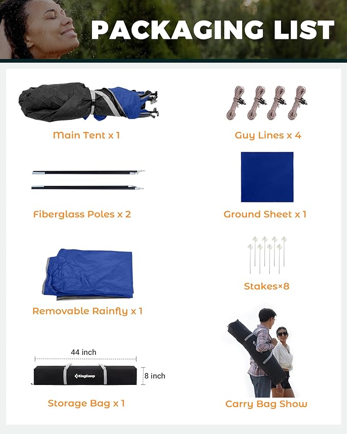 KingCamp Camping Shower Tent, Instant Portable Privacy Shelter, 1/2 Room Large Outdoor Toilet Tent with Floor, Water-Resistant, Windproof & Easy Setup for Beach, Camping & Hiking