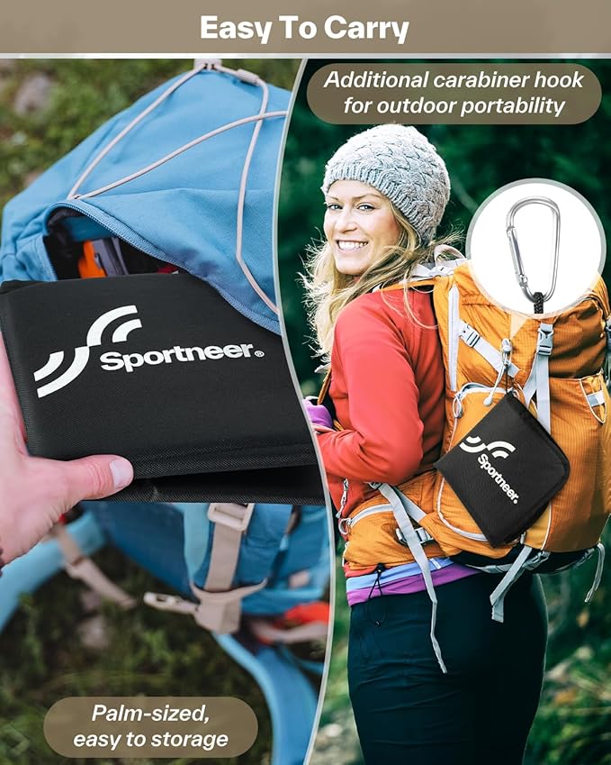 Sportneer Sitting Pad, Sit Pads for Backpacking Portable Camping Sit Pad Waterproof Folding Pad Stadium Seat Pad for for Camping Picnics Hiking