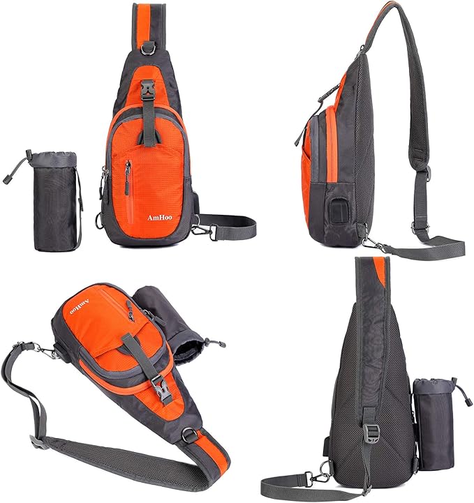 AmHoo Sling Backpack Chest Shoudler Crossbody Bag Water Resistant Hiking Daypack