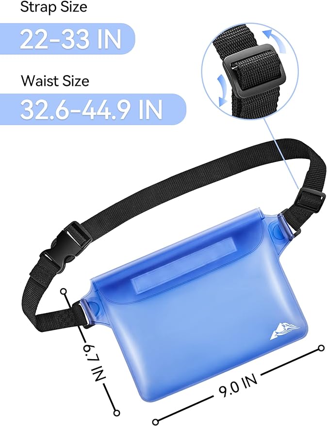 HEETA Waterproof Fanny Pack, Waterproof Pouch Dry Bag 2/3/4 Pack for Phone, Adjustable Waist Strap and Screen Touch Sensitive for Swimming Kayaking Boating Beach Fishing Diving Surfing Accessories