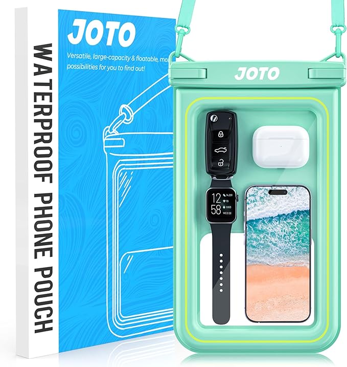JOTO [IP68 Floatable Large Floating Waterproof Phone Pouch Up to 10", Underwater Phone Case Cellphone Dry Bag for iPhone 16 15 14 13 12 11 Pro Max Xs Max XR X 8 7 Plus SE/Galaxy S24 S23 S22 -Grey