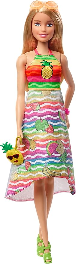 Barbie Crayola Rainbow Fruit Surprise Pineapple-Scented Blonde Doll and Fashions, Creative Art Fashion Toy, Gift for 5 Year Olds and Up
