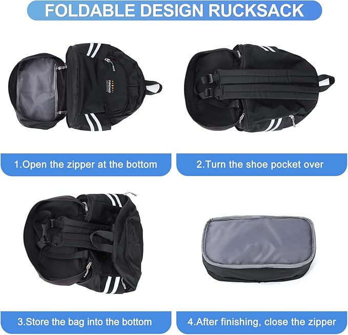 Coofay Gym Backpack for Women - Waterproof With Shoe Compartment, Lightweight Travel and Sports Bag, Large Black