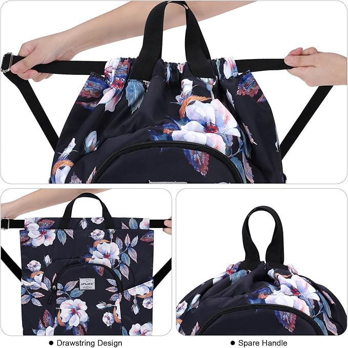 Dry Wet Drawstring Backpack with Shoe Compartment for Women Adjustable Gym Bag