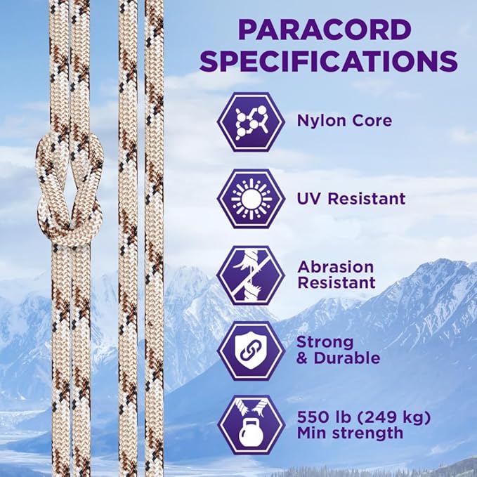 TECEUM Heavy Duty Rope 1000 – 1000ft / 200ft / 100ft / 50ft – 40+ Colors – Utility Rope for Survival & Camping Gear – Nylon String, Camping Rope, para Cord, Utility Nylon Rope, Tent Cord