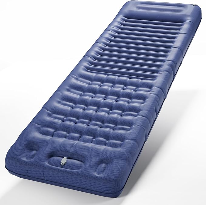 INVOKER 5.12" Camping Sleeping Pad, Ultralight Inflatable Camping mat with Built-in Foot Pump, for Camping, Backpacking, Hiking, Car Travel, Beach, Dark Blue