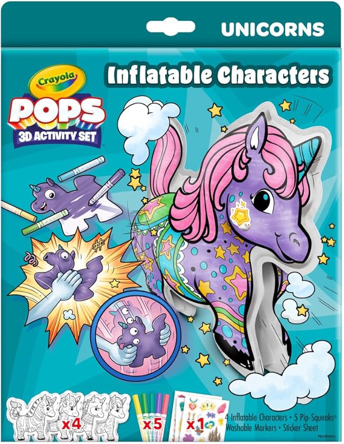 Crayola Pops Inflatable Characters, Coloring Set for Kids, Gift for Boys & Girls, Ages 5, 6, 7, 8