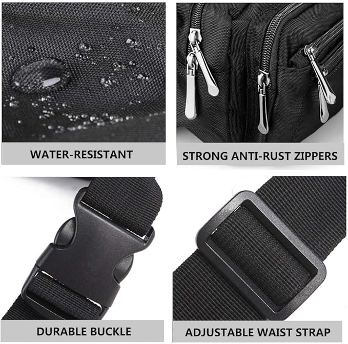 Fanny Pack for Men&Women Waterproof Waist Pack Bag Hip Bum Bag with Rain Cover Adjustable Strap for Sports Outdoors Workout Running Traveling Hiking Cycling Dog Walking Casual Fishing