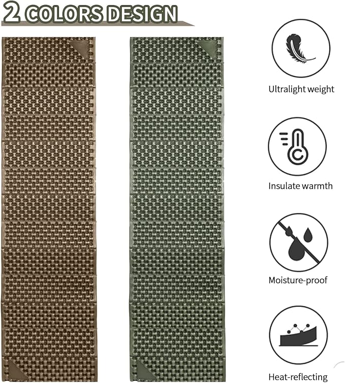 Foam Camping Pads for Hiking, Ultralight Closed Cell Mattress, Waterproof Soft Mat for Adults, Wide Picnic Yoga Mats, Folding Sleeping Pad for Outdoor Backpacking