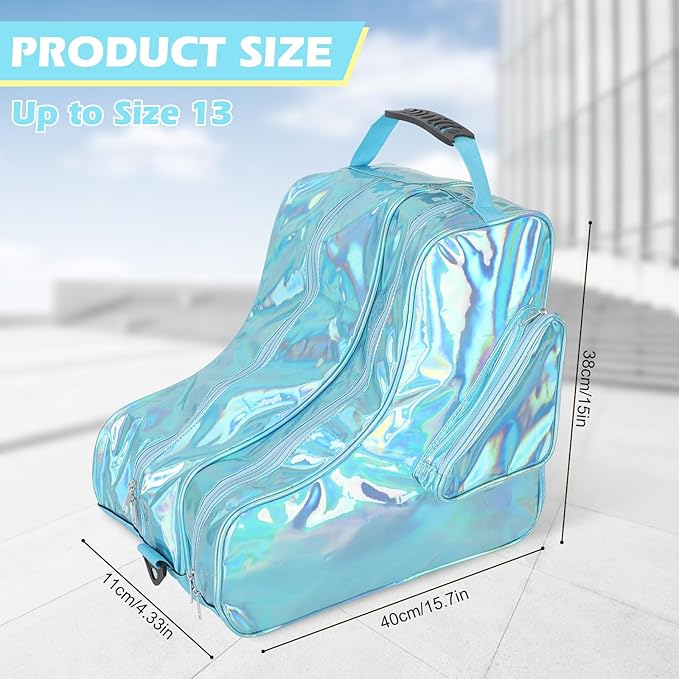 Roller Skate Bag Inline Skates Bag Stylish Large Capacity Ice Skate Bags Figure Skating Bag Waterproof Ice Skate Bag for Women with Adjustable Strap Roller Skate Accessories
