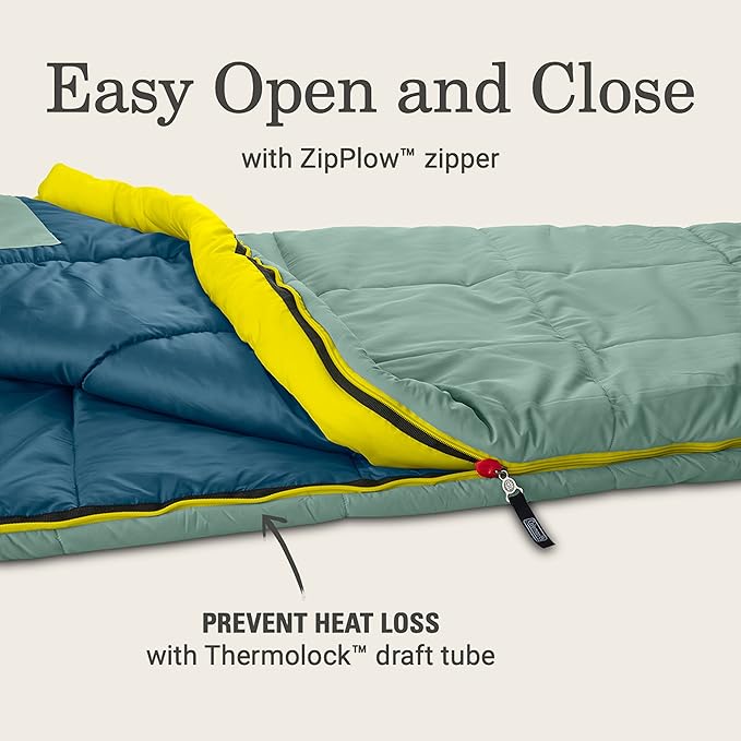 Coleman Big Bay 20°F Sleeping Bag, Adult Mummy Sleep Sack with Headrest