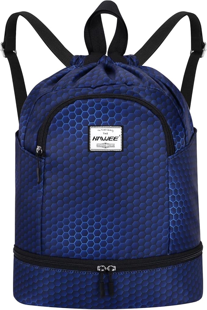 Dry Wet Drawstring Backpack with Shoe Compartment for Women Adjustable Gym Bag