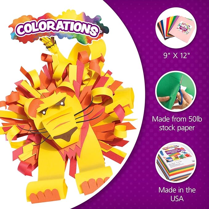 Colorations Construction Paper,Sky Blue,9 inches x 12 inches,200 Sheets,Heavyweight Construction Paper,Crafts,Art,Kids Art,Painting,Coloring,Drawing,Creating,Paper,Art Project,All Purpose