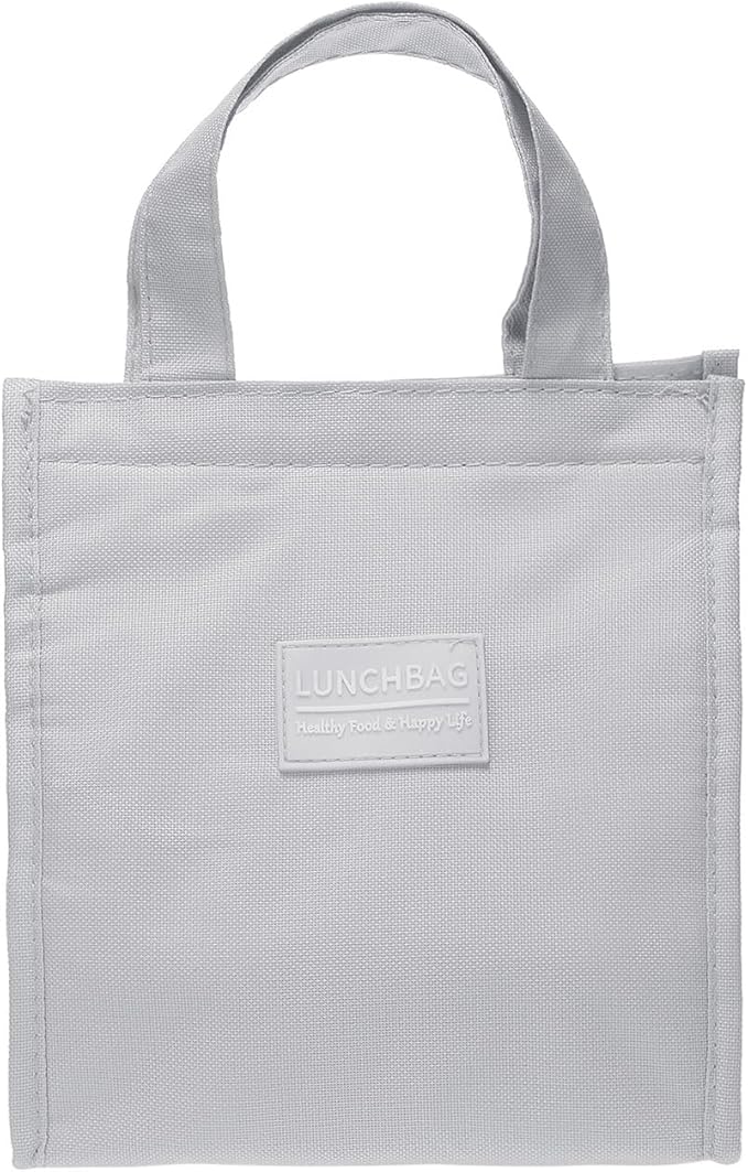 PATIKIL Insulated Lunch Bags, 8"x5"x9" Reusable Bento Bags Thermal Lunch Tote Portable Food Containers Bag for Men and Women, Grey