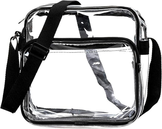 K-Cliffs Heavy Duty Clear Tote Deluxe See Through Messenger Work Bag Durable Transparent PVC Lunch Bag