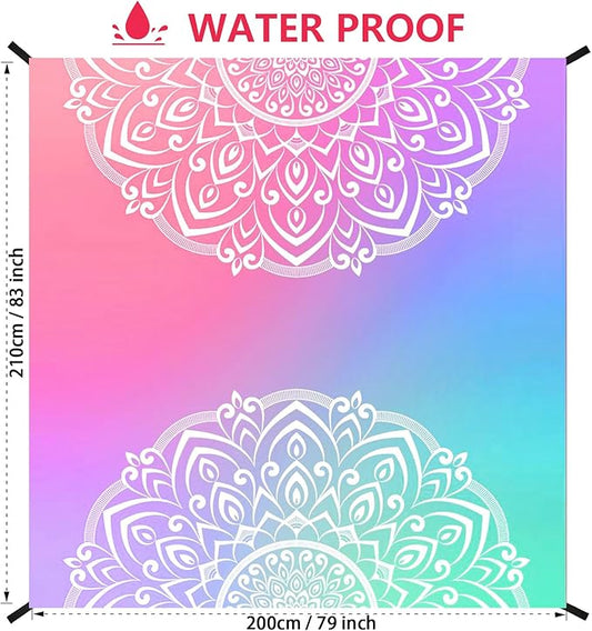 Beach Blanket Waterproof Sandproof Extra Large Beach Mat 79" X 83"/120"x108"for 1-8 Adults Quick Drying Durable Outdoor Picnic Mat for Beach Travel Camping Hiking