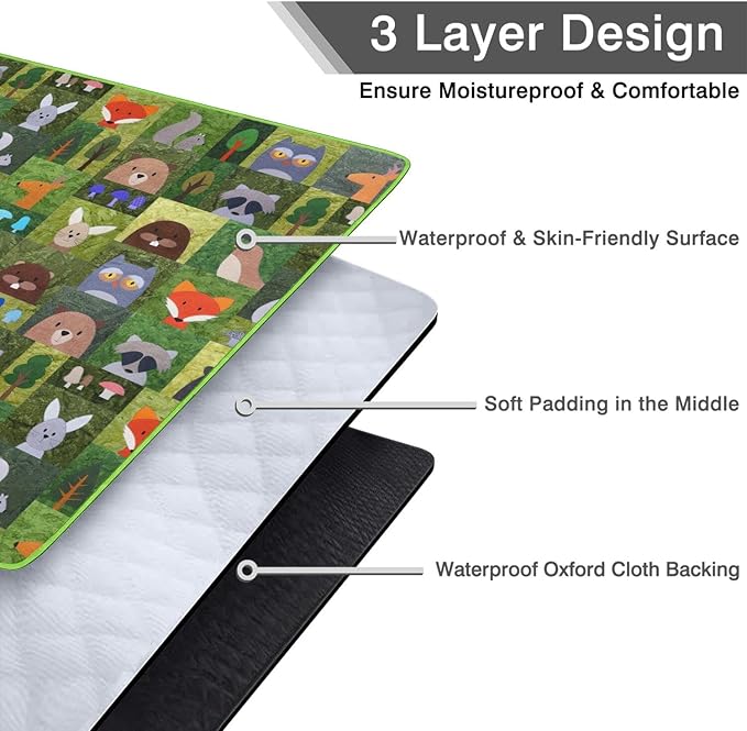 Extra Large Picnic Blankets Waterproof Foldable (80"x 80") Boho Beach Blanket Waterproof Sandproof,3-Layer Thicking Mat Outdoor Packable Camping Blanket