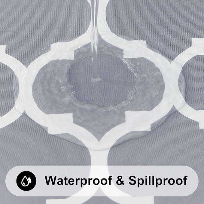 Smiry Rectangle Picnic Table Cover, Waterproof Elastic Fitted Camping Tablecloths for 5 Foot Tables, Wipeable Flannel Backed Vinyl Tablecloth Protector for Indoor, Outdoor (Grey, 30x60 Inches)