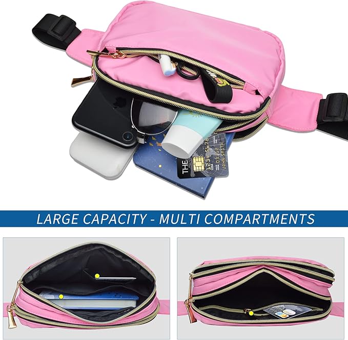 Fanny Packs for Women Men Fashion Plus Size Waist Pack Belt Bag Fanny Pack for Girls Boys with 5 Pockets Adjustable Belt, Cute Bum Bag Hip Bags for Travel Disney Running